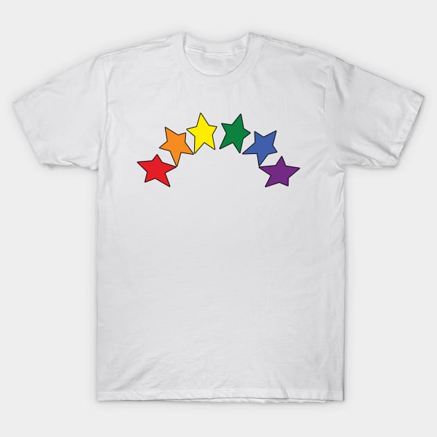 Star Rainbow Pride Graphic Black Line T-Shirt by ellenhenryart